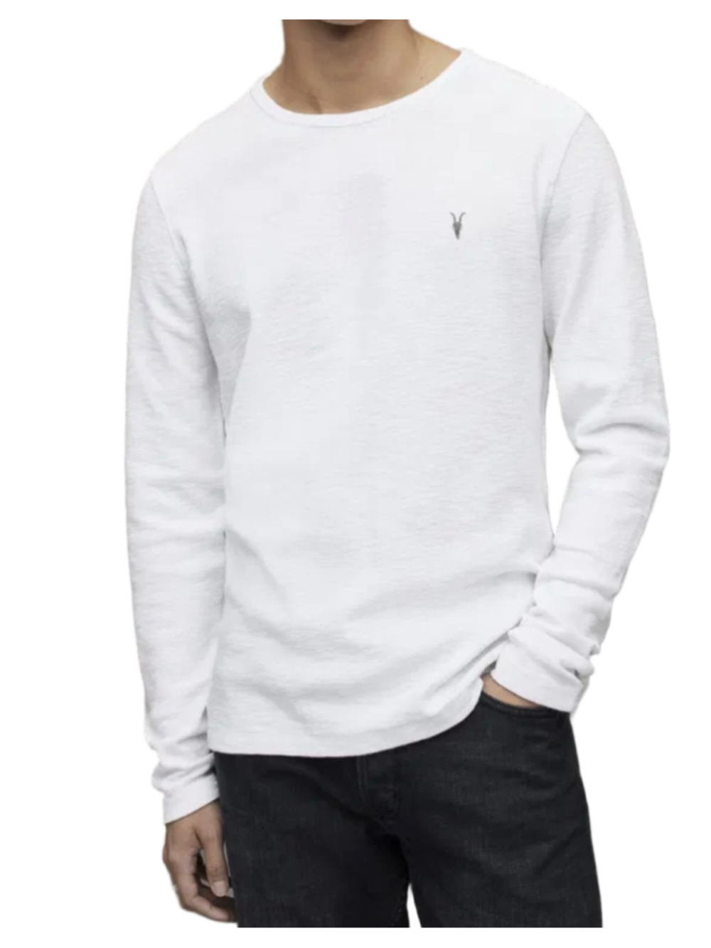 White AllSaints Long Sleeve Muse Thermal Tee White Minimalist Classic Casual